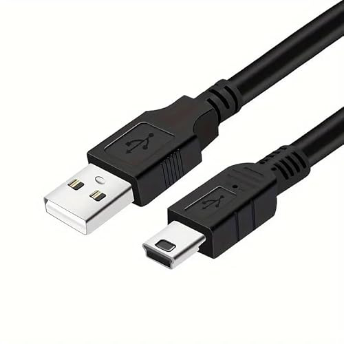 TECHZOCO Cavo Mini USB Sincronizza e Ricarica, Cavo USB 5 pin, Trasferimento fino a 480 Mbit/s, Compatibile con Microfono Blue Yeti, PS3, Wii U Pro, HDD esterno, Fotocamere, MP3, Nero, 1.80 Metri