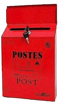 Wall-Mount Mailbox Mailbox Metal Iron Post Box Creative Wall Mount Letter Box with Lock Vintage Drop Box Suggestion Box Home Outdoor Mail Boxes
