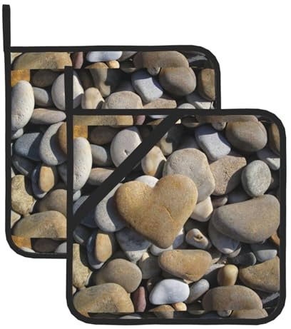 Set di presine da cucina con stampa a forma di cuore, per cottura a microonde, barbecue, forno
