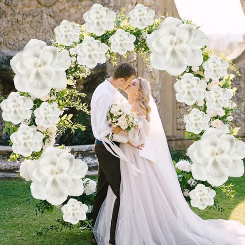 VAIPI Riesige Papierblumen, Dekorationen für die Wand, 61 cm, 30,5 cm, 20,3 cm, große Seidenpapierblumen, Krepp, handgefertigte Blume für Hochzeit, Babyparty, Geburtstag, Party, Wandhintergrund