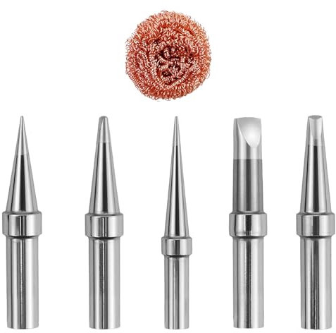 5 pezzi Saldatore di ricambio, punta di saldatura universale, testa di saldatura con 1 pezzo di lana d'acciaio, ricambio per saldatore, fai da te, gioielli, riparazione circuiti