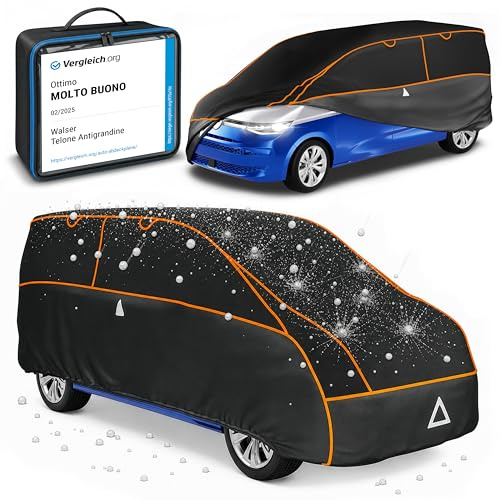 WALSER telo antigrandine per autobus Perma Protect, prodotto Molto Buono* telo antigrandine per furgone, certificato dal TÜV Austria* copertura antigrandine furgone, telo auto Misura 12 nero