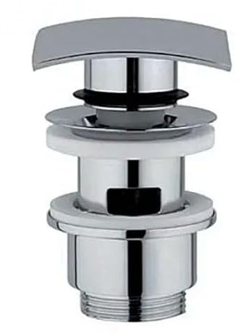 AMBRA WATER Piletta di scarico click clack in ottone cromato per lavabo o bidet con tappo quadrato cromato e con troppo pieno 11/4
