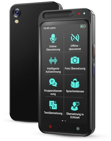 VDKOERT Sprachübersetzer Gerät,Zwei-Wege-Smart-Sprach Übersetzer Foto Taschenübersetzer in Echtzeit,138 unterstützte Sprachen,Online/Offline Sprachübersetzer für Unternehmen,Lernen Reisen,Z6