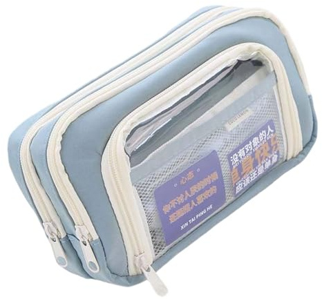Kelisdi Federmäppchen mit hoher Kapazität, mehrlagig, Stifteetui, Marker-Organizer, Tasche, Reise-Make-up-Tasche für Schule, Büro, Reisen, Oxford-Stoff, Federmäppchen mit Fächern, Schwarz