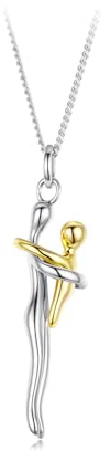 Teleye Collar con colgante de abrazo familiar - Collar con colgante minimalista de plata de ley 925 para mujer, cadena ajustable