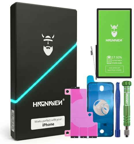 Hagnaven Batterie de rechange pour iPhone 12/12Pro - Plus de puissance - Année de production 2025 - Kit complet avec cadre adhésif et kit d'outils de réparation