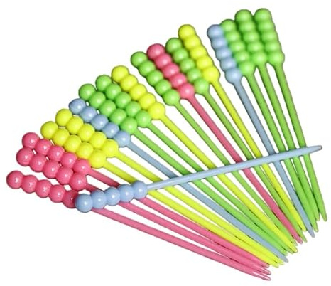 400 Pcs Round Beads Disposable Plastic Mini Forks, Plastic Cocktail Picks Supplies for Wedding Fruit Toothpicks Sandwich Appetizer Sticks