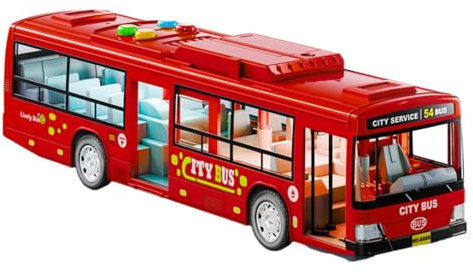 Leksaksbuss – ABS-material, stort elfordon, pedagogiskt spel, batterimodell med musik, öppna dörrar | Barnens födelsedag, semesterfest, interaktivt kul