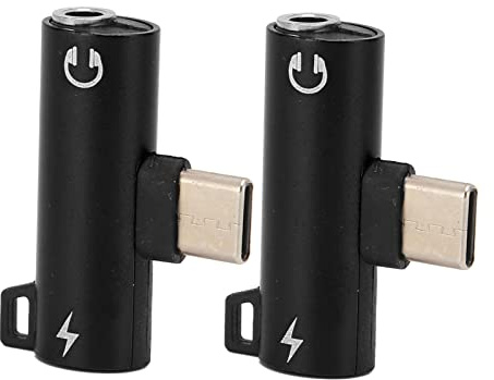 KIMISS Adaptador de USB C a 3,5 Mm 2 en 1 para 17/16/15 Pro MAX, Carga Rápida y Escucha de Música, Adaptador Tipo C a Auxiliar (Black)