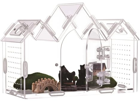Recintos de arañas,Hábitat Transparente de Acrílico con Puertas Magnéticas - Recinto Grande para Araña Saltarina,para Ranas, Tortugas, Geckos, lagartos, Serpientes, Dragones barbudos y Reptiles