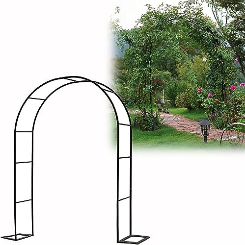 Treillis Arche de Rosier Résistant aux Intempéries Arche de Jardin en Fer Noir Solide pour Plantes Grimpantes Parfaite pour Jardin Extérieur Décoration Mariage,240×220×40cm