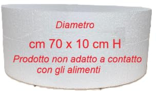 Base in Polistirolo per Torte Alta Densità, Rotonda, 70 cm Diametro x 10 cm Altezza, Superficie Liscia, per Cake Design e Feste di Compleanno