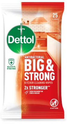 Dettol Big & Strong Kitchen Surface Cleaning Wipes 25s (Pack of 6)