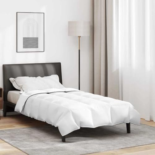 Ziaphsol Edredón de invierno de plumas y plumón, color blanco, 135 x 220 cm, con caja Stitch, diseño acolchado, manta transpirable para dormir para invierno, calor en el dormitorio