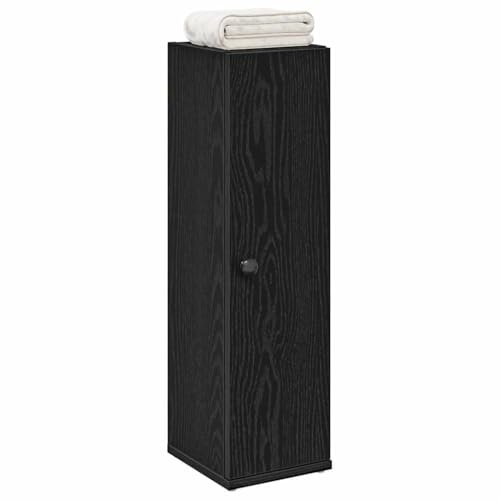 Bendmaxx Badskåp med rullhållare, svart, 20,5 x 22 x 72 cm av trämaterial med förvaringsutrymme för toalett, badrumsmöbler, ordning och väggmonterad