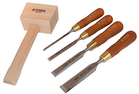 Set of 4 Chisels Premium Polished (6/12/20/26 mm + MALLET