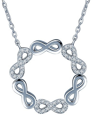 Yumilok 925 Sterling Silber Zirkonia Unendlichkeit Zeichen Blumenkranz Anhänger Halskette Verstellbare Kette mit Anhänger für Damen Mädchen