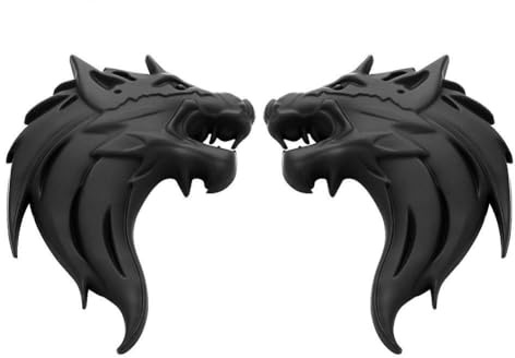 UpAuto 2pcs Cool Wolf Head Car Side/Rear/Front Decorations Badge Emblem 3D Self-Adhesive Nameplate Sticker for Car (Black)