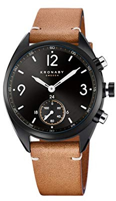 KRONABY Uhr Smart Herren Hybrid aus Edelstahl und Leder Braun | Analog-Smartwatch, Wasserdicht 10 ATM S3116/1, Musiksteuerung, Schrittzähler, Anrufbenachrichtigung und -ablehnung, Apex