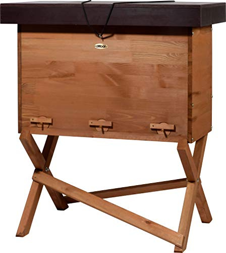 LUXUS-INSEKTENHOTELS Einraumbeute Massivholz Hobby-Imkerei - Honig-Bienen halten - Wesensgemäße Bienenhaltung für die eigene Honigernte - Imkerzubehör - 87 x 55 x 99 cm - Braun