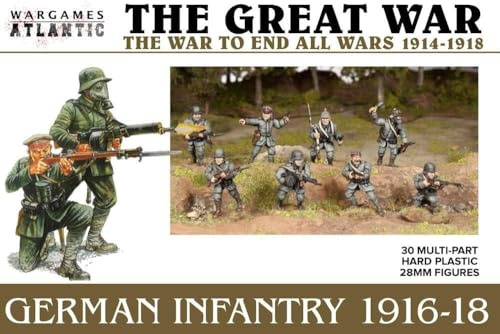 Wargames Atlantic - The Great War: Tyska infanteri 1916-18 (30 figurer) Hård plast i flera delar (High Impact POLYSTYRENE) 28 mm figurer