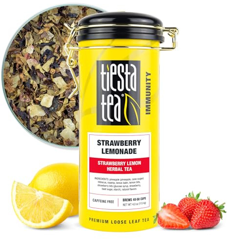 Tiesta Tea - Strawberry Lemonade, Loose Leaf, Strawberry Lemon Herbal Tea | Premium Non-Caffeinated Fruit Blend, Make Hot or Iced, Brews Up to 50 Cups, 4 Ounce Refillable Tin