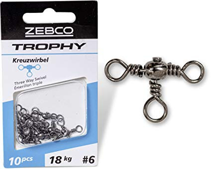 Zebco Qualitäts Trophy Kreuzwirbel Angelzubehör Wirbel Angeln Kleinteile Angel Zubehör, Diverse, Gr.: 6 L: 22mm 18kg / 10 Stück