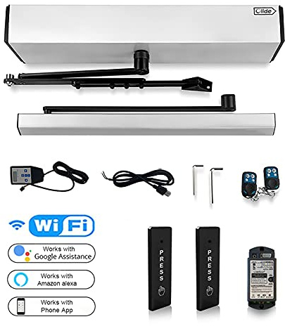 Olideauto Automatic Swing Door Opener Smart WiFi System,Works with Siri,Alexa,Google Assistance,Phone App,Wireless Remote Automatically Open Auto Door