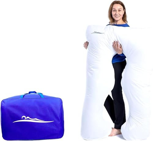 MAKOSAS KomfortKissen ORIGINAL Premium Ergonomisches Kühlend Kuschelkissen | Körperkissen | Seitenschläferkissen für Erwachsene - Für besseren Schlaf 100 x 150 cm (Weiß - Baumwolle)