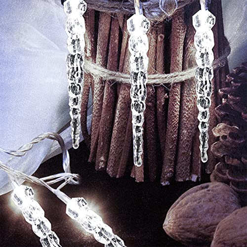 LED Eiszapfen, 40 LED Eiszapfenkette SWANEW Lichterkette Außen 5m LED Lichterkette + 5m Stromkabel (insgesamt 10 m lang),IP44 Weihnachtsbeleuchtung Deko für Innen Aussen, Kaltweiß