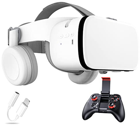 Gafas de Realidad Virtual, 3D VR Gafas con Controlador Bluetooth para Juegos Visión Panorámico VR Glasses para iPhone 13 Pro Max/13 Pro/13/12/11, para Samsung Galaxy S21, Huawei, Xiaomi