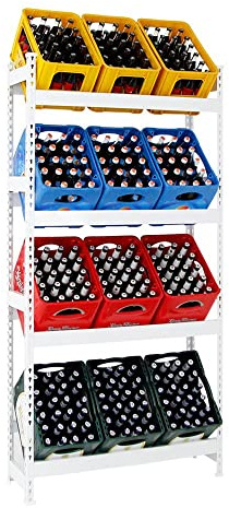 PROREGAL Getränkekistenregal High Big Camel | Weiß | 12 Kisten | HxBxT 200x100x30cm | Kistenregal Getränkeregal Wasserkistenregal Bierkistenregal