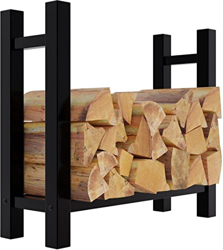 CLP Kaminholzregal Medya I Robuster Kaminholzständer Schwarz Metall I In 5 Größen Verfügbar I Stapelhilfe Für Brennholz, Größe:30x80x80 cm, Form:eckig