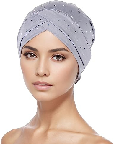 Chemo Turban Damen Beani Mütze Muslim Kappe vorderseitig ineinander gehend Weich Slouchy Frauen Headwear Kopftuch Hut Kopfbedeckung Turban Warm Wrap Schlafmütz für Haarverlust Cancer