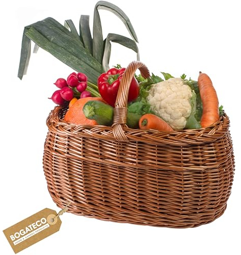 Cesto in vimini con manici per la spesa in colore naturale o verniciato in 3 diversi colori, spazioso e confortevole, cesto per la spesa, cesto regalo 45x30x35cm