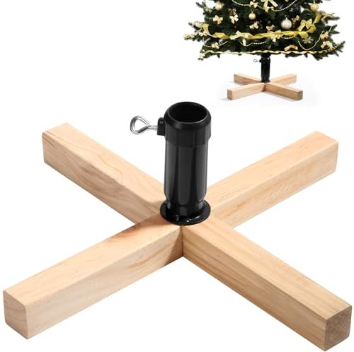 Soaoo Weihnachtsbaumständer aus Holz, 39,7 cm, Ersatz-Weihnachtsbaumständer, Standfuß, stabil, gefälschter Weihnachtsbaumsockel mit Rändelschraube, verstellbar, passend für 0,5 bis 1,26 Zoll