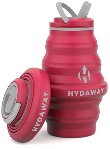 HYDAWAY | zusammenklappbare Wasserflasche mit Auslaufdeckel| ultra-packbar und reisefreundlich | aus lebensmittelechtem Silikon | 500 ml