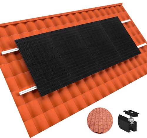 doitBau Basis-Montageset Klickfix Ziegeldach schwarz für Solarmodule Schrägdach Ziegel Pfannen Ton Keramik Beton befestigen Photovoltaik Halterung Befestigung PV Set Modul Dach Solar Anlage