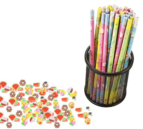 Dancepandas Bleistift mit Radiergummi 50 Stück Bleistifte mit Radiergummi Stifte Kinder Mitgebsel Für Schule & Geschenke, Jungen und Mädchen Werden Begeistert Sein