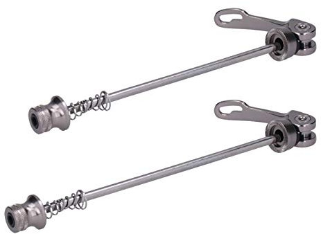 Spieße mit Schnellspanner, vorne und hinten, für Fahrrad, Fahrradspieße, Radspieße, Weiß / silberfarben