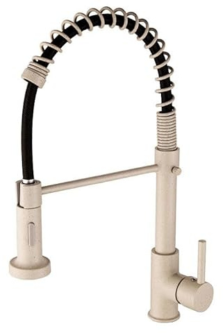 ZYCDP Miscelatore Cucina con Doccetta Estraibile Molla, Rubinetti da Cucina Acqua Fredda e Calda Girevole a 360° 2 Modalità Beige