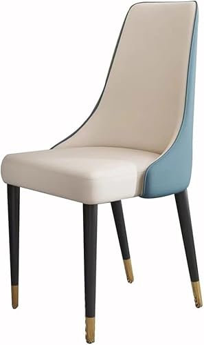 Widppsopt Küchenstuhl mit Holzbeinen, Mikrofaser-Leder, ergonomischer Sitz, Beistellstühle für das Wohnzimmer (blau-weiß)