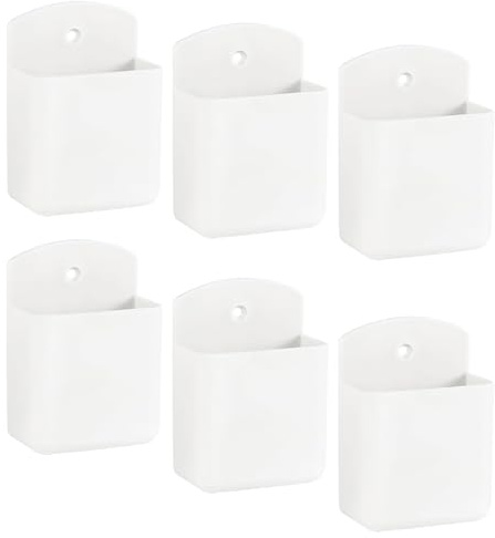 NAMYEUT 6 soportes para mando a distancia, color blanco, autoadhesivo, caja de almacenamiento, soporte de pared, soporte para mando a distancia, para reproductores multimedia, controladores, teléfonos