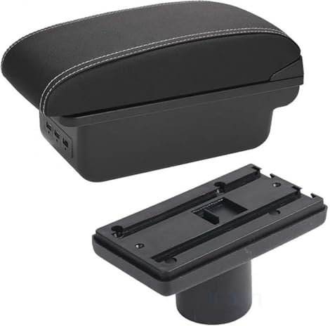 NEIGHBOBHOOD Apoyabrazos Organizador Consola Central para Ibiza para 6j 6L Caja Almacenamiento Contenido con Reposabrazos Y Portavasos con USB(B3 Black White 3usb)
