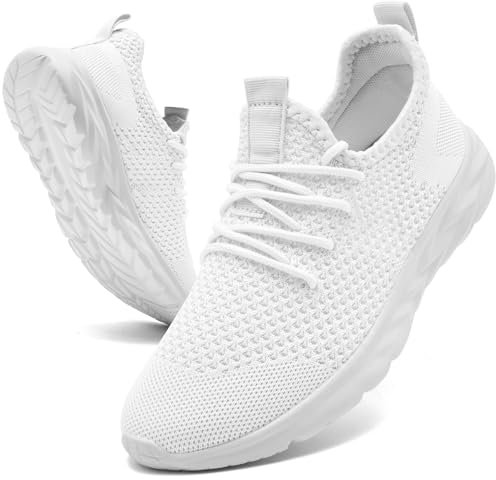 KTVHYW Scarpe Uomo Sneakers Scarpe Running Estive Leggere Traspirante Scarpe Ginnastica Palestra Corsa Outdoor Scarpe da Sportive Camminata Tennis Fitness Comode Sneaker Bianco 42