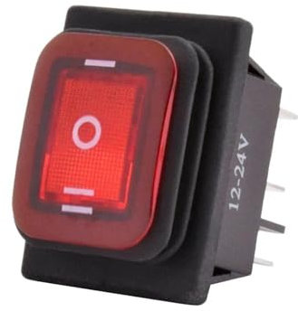 Interrupteur Lève-Vitre 1 Interrupteur À Bascule Étanche pour KCD4-203 À 6 Broches, Verrouillage 16 A 250 V AC on Off on 12 V 220 V, Bouton Lumineux LED Rouge Vert Commutateur Fenêtre(Red Light,220V)