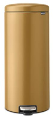 Brabantia - Poubelle à Pédale 30L NewIcon - Grande Poubelle pour la Cuisine - Couvercle Soft-Close - Pédale Légère - Seau Intérieur Amovible - Antidérapant - Warm Gold - 30 x 38 x 68 cm