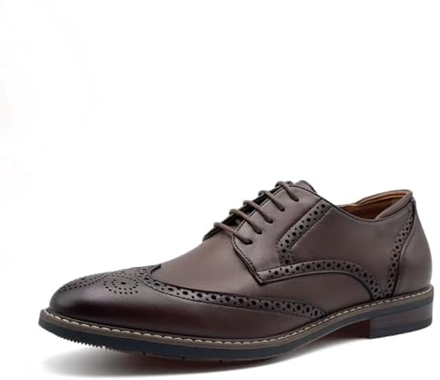 Finishing & Sewing Zapatos de Hombre con Punta alada, Estilo clásico Brogue, Zapatos Oxford con Cordones