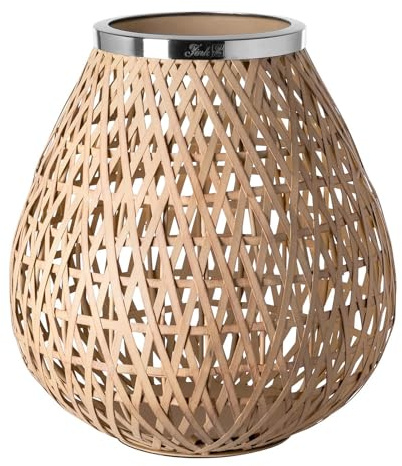 Fink großes Windlicht ohne Glas 28 cm Kerzenhalter im Flecht-Design für Stumpenkerzen und Blockkerzen